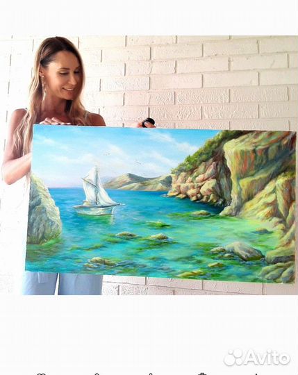 Картина маслом на холсте большая море горы природа