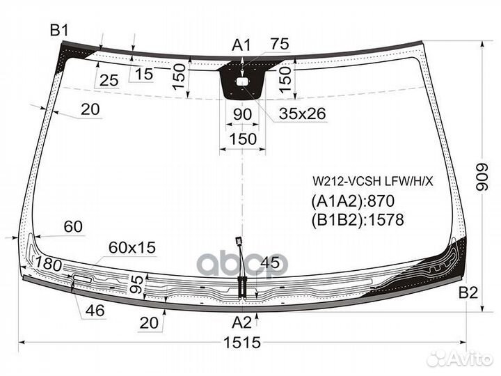 Стекло лобовое (Обогрев щеток/ Датчик дождя