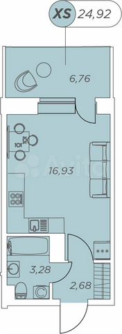 Квартира-студия, 24,9 м², 11/12 эт.