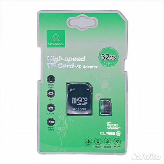 Карта памяти usams microsdhc+ад 32GB class10