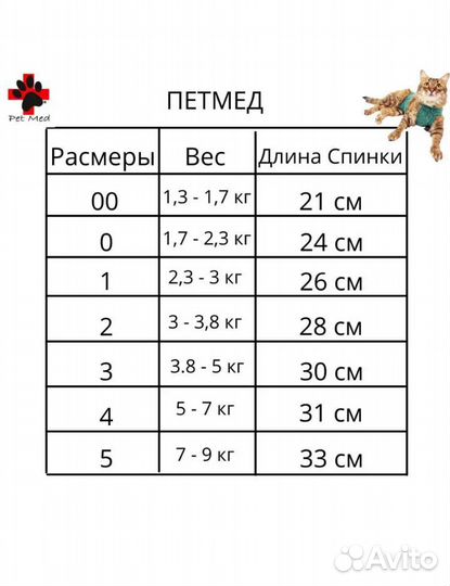 Попона для кошек послеоперационная новая