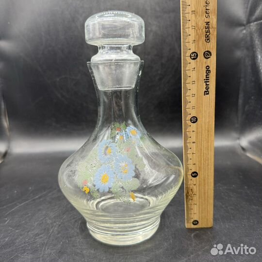 Стеклянный графин узор цветы СССР винтаж интерьер
