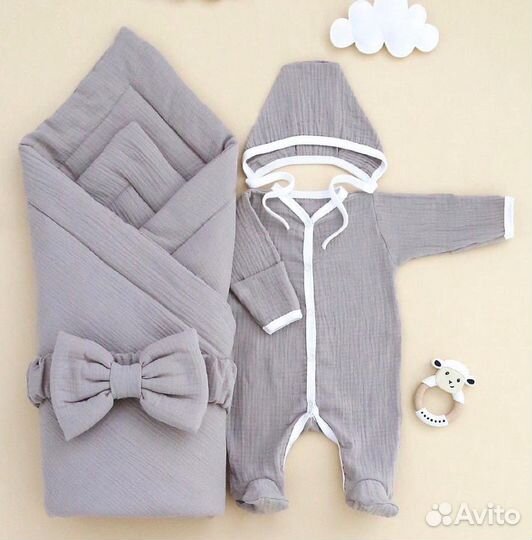 Новый Комплект на выписку муслиновый