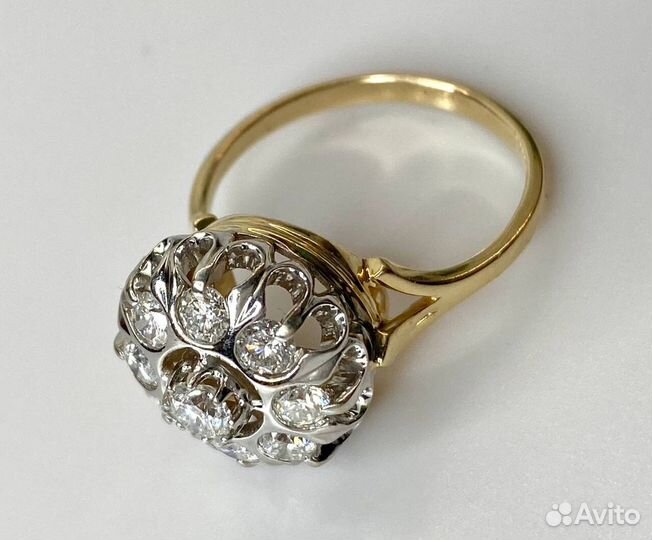 Золотое кольцо Малинка с бриллиантами 585 проба