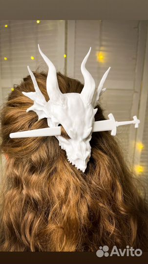 Заколка для волос дракон, заколка с черепом