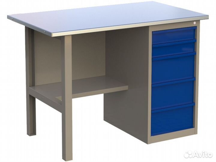 Верстак 1200 мм с тумбой с 5 ящиками
