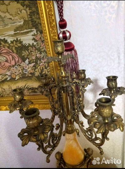 Канделябр подсвечник бронза старинный