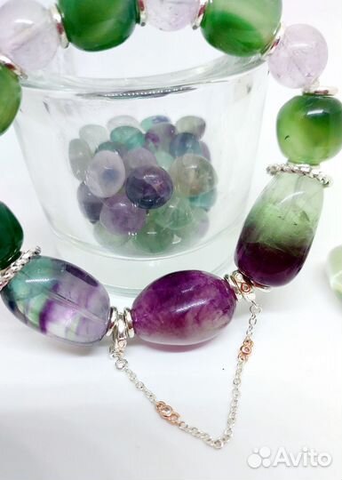 Браслет из флюорита и яшмы