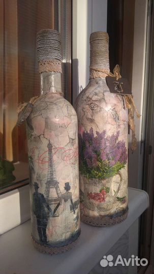 Бутылки декоративные. Ручная работа