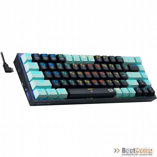 Клавиатура беспроводная redragon castor PRO чёрный/голубой 71533