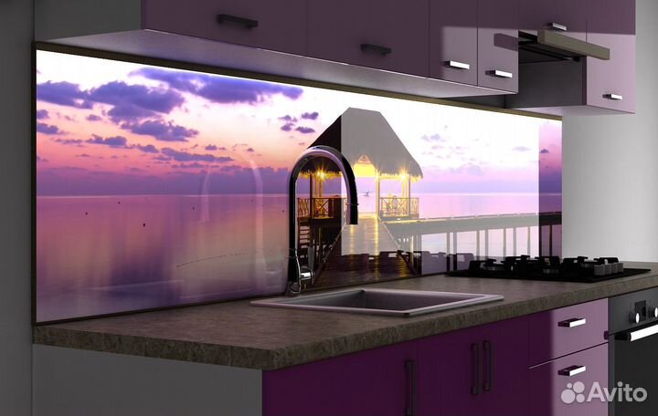 Стеклянные фартуки для кухни с уф-печатью