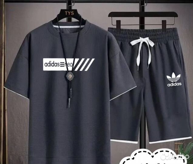 Мужской летний спортивный костюм с шортами adidas