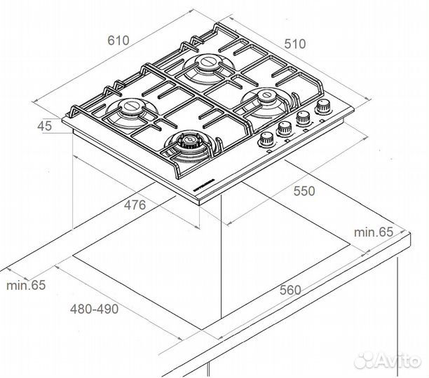 Газовая варочная панель Kuppersberg FS 63 X