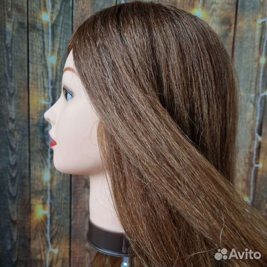 Манекен для причёсок. Натуральные волосы 100