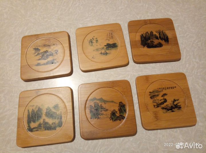 Набор подставок из бамбука под стаканы