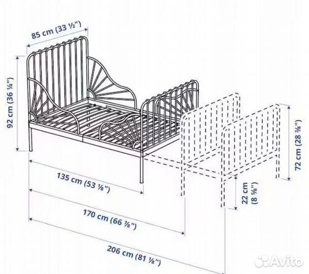 Детская кровать IKEA раздвижная 80*200