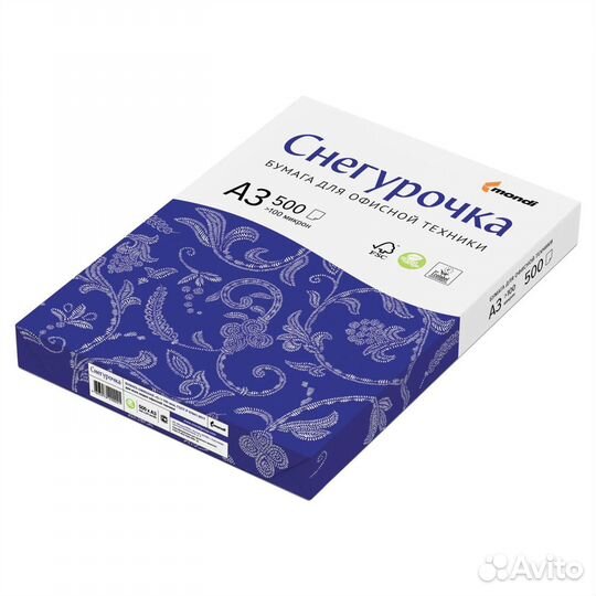 Бумага А3 500 л, Снегурочка, 80 г/м2