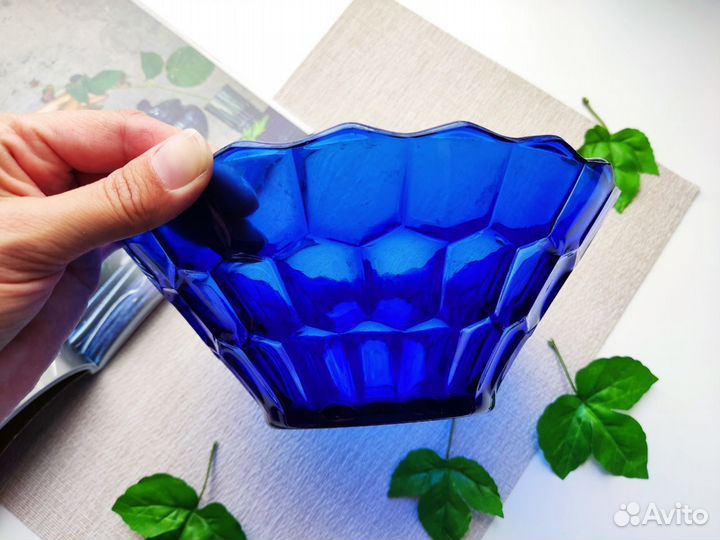 Салатник ваза для фруктов СССР цветное стекло