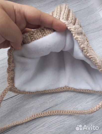 Шапка гномик шерстяная флис для новорожденного