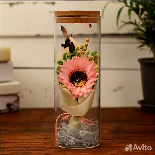 Роза в колбе, ночник, подарок, букет