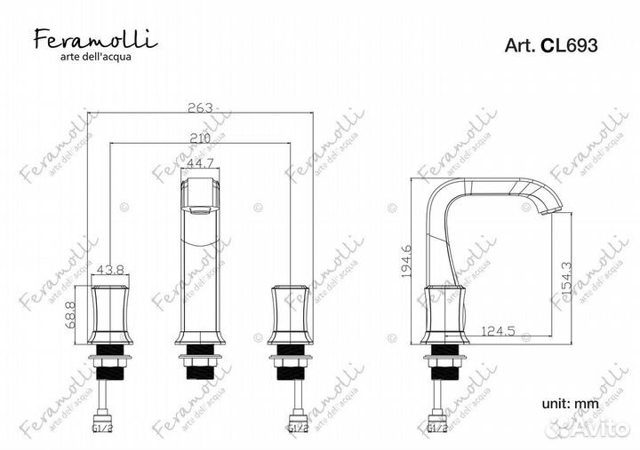 Смеситель для раковины Feramolli Fortore CL693