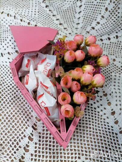 Коробка подарочная сердце, деревянная, шкатулка