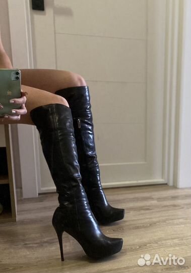 Сапоги Ботфорты натуральная кожа 39 размер зима