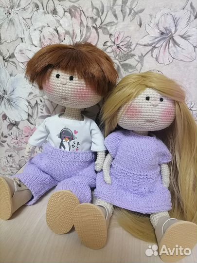 Вязаная кукла интерьерная игровая