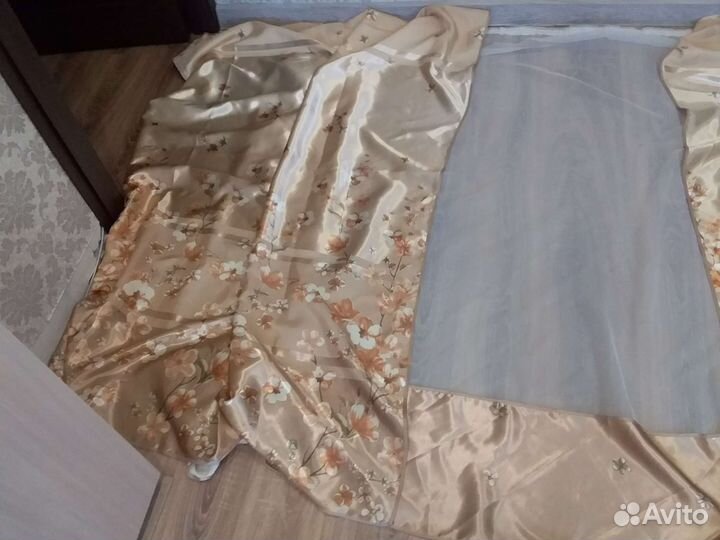 Комплект шторы и тюль кухонные