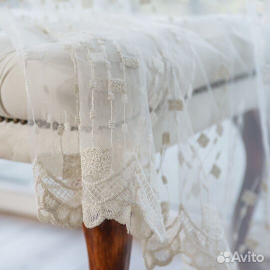 Тюль мона айвори готовый на окна пошив