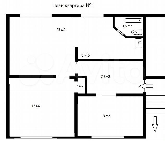 3-к. квартира, 58 м², 1/2 эт.