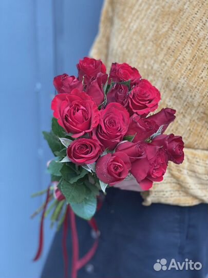 Букет 25шт красные Розы Кения 35-40см