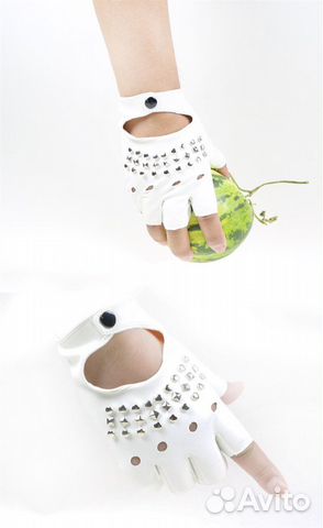 Митенки перчатки женские белые кожзам