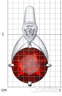 Подвеска из серебра с гранатом и фианитом Соколов