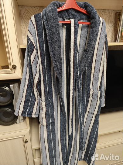 Банный халат синий L-XL бу