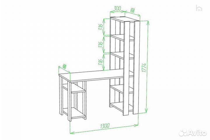 Стол компьютерный Slim стн-180/130 Н