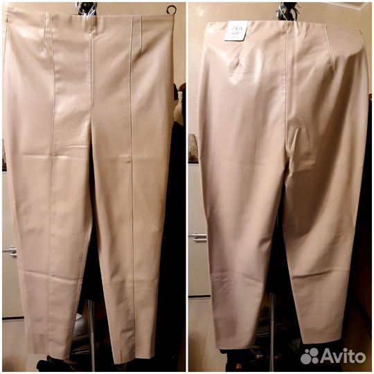 Брюки из искусственной кожи zara, 48/ 50