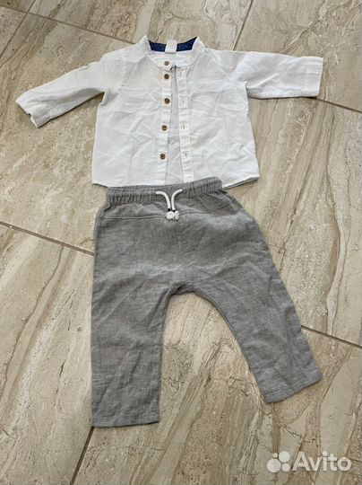Комплект рубашка и льняные брюки hm 68