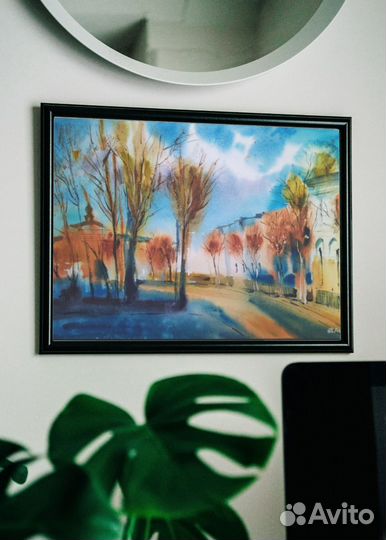 Картина акварель пейзаж А3 