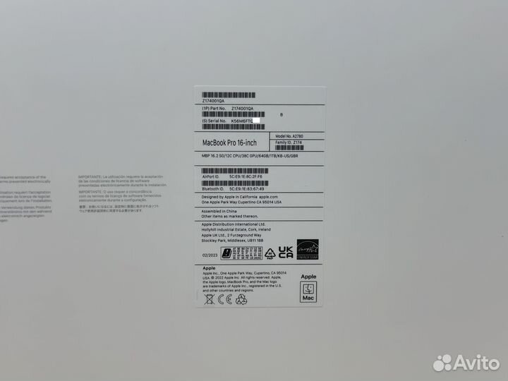 MacBook Pro 16 M2 Max(38c) 64GB 1TB
