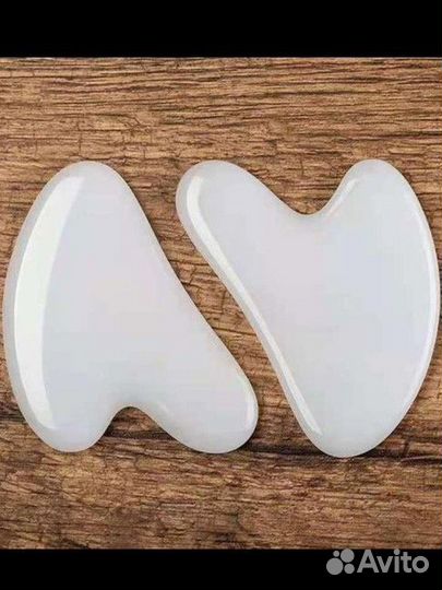 Скребок гуаша из белого нефрита