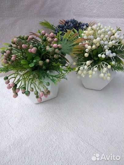 Искусственная зелень в кашпо/ручная/работа