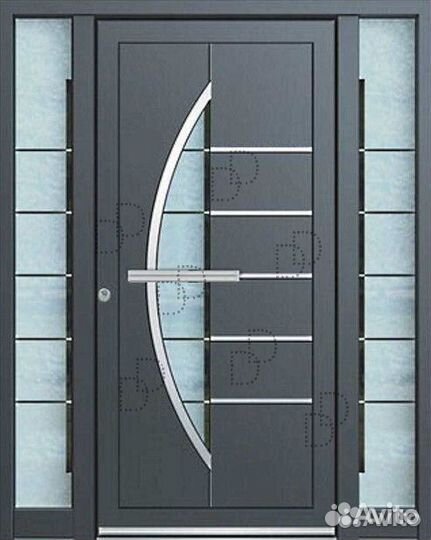 Уличная металлическая дверь с боковыми стеклами