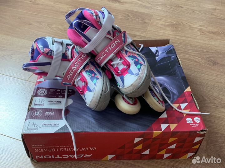 Ролики детские раздвижные Reaction Rainbow, 26-31