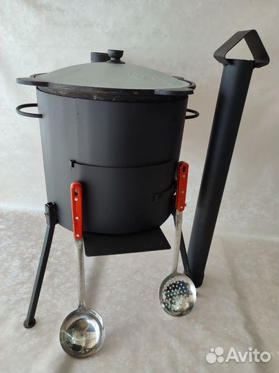 Печь для казана с трубой с дверцей с заслонкой