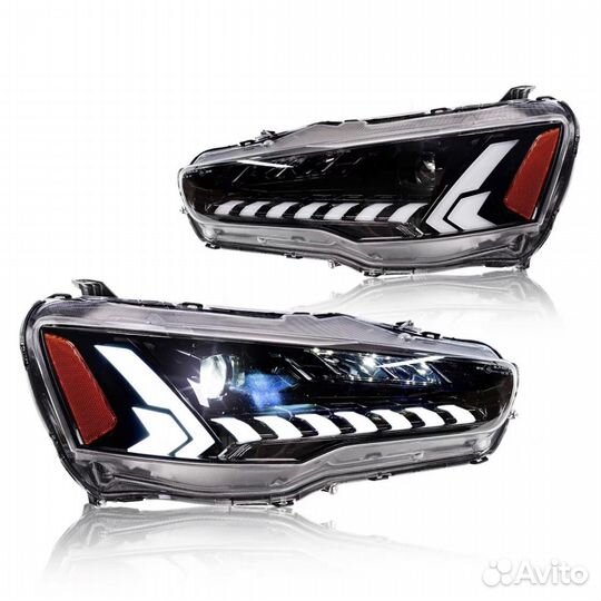 Фары Audi style full LED для Mitsubishi Lancer 10