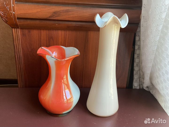 Вазы двойное цветное стекло СССР