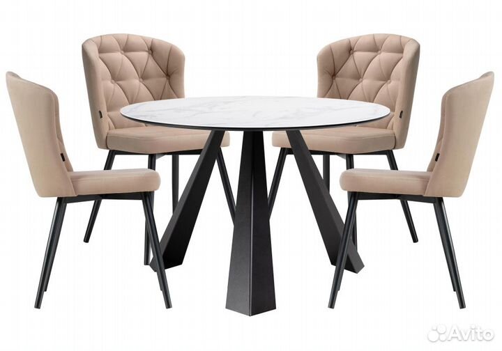 Обеденная группа Эудис velutto 05 - белый мрамор