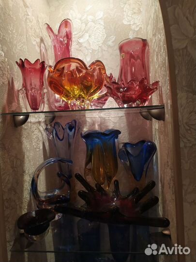Ваза цветное стекло чехословакия