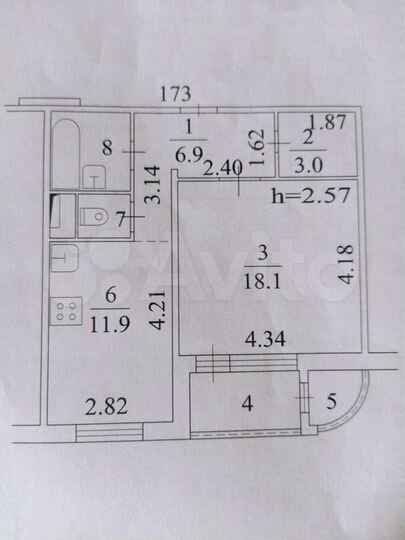 1-к. квартира, 46,9 м², 17/17 эт.
